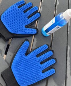 DELOMO Upgrade Pet Grooming Gloves Cat Brushes for Gentle Shedding - Efficient Pets Hair Remover Mittens - Dog Washing Gloves for Long and Short Hair Dogs & Cats & Horses - 1 Pair (Blue) 1A Blue- 1 Pair 37 71yIhZ8ryWL