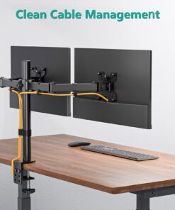 WALI Dual LCD Monitor Fully Adjustable Desk Mount Stand Fits Two Screens up to 27 inch, 22 lbs. Weight Capacity per Arm (M002), Black 33 71yIqVHnygL
