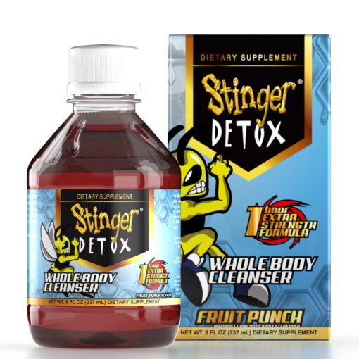 Stinger Detox Whole Body Cleanser 1 Hour Extra Strength Drink – Fruit Punch –Liquid 8 FL OZ 8 Fl Oz (Pack of 1)