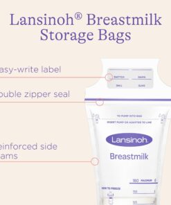 Lansinoh Breastmilk Storage Bags, 200 Count Value Pack, Easy to Use Milk Storage Bags for Breastfeeding, Presterilized, Hygienically Doubled-Sealed, for Refrigeration and Freezing, 6 Ounce 200.0 22 71yJdNOCfL