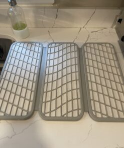 Dorai Home Dish Pad – Collapsible Kitchen Dish Drying Mat – Wrapped in Silicone Webbing to Protect Dishes – Dries Instantly – Modern and Stylish – Minimal Design to Match Any Countertop – Sandstone 29 71yLCr0QYWL