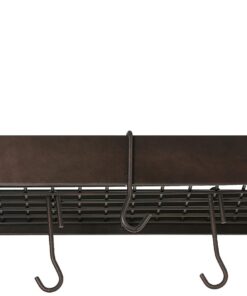 Old Dutch Wall-Mount Bookshelf Pot Rack with Grid & 12 Hooks, Oiled Bronze, 36.25" x 9" x 11.5" 19 71yLlUfbsRL