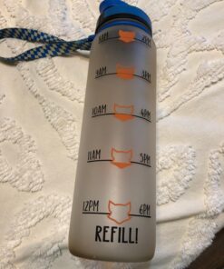 LEADO 32oz 1Liter Motivational Tracking Water Bottle with Times to Drink - for Fox Sake Drink Your Effing Water - Funny Birthday, Christmas Gifts for Women, Best Friend, Mom, Sister, Coworker Blue / White 35 71yMarxFxPL