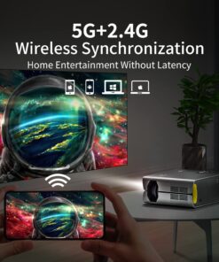 Projector with WiFi and Bluetooth, ASAKUKI Native 1080P 4K Support 450 ANSI Outdoor Movie Proyector, Indoor Home Theater w/ Portable Bag, Compatible w/ Sticks/Phone/iphone/Laptop 39 71yMbKJmyL