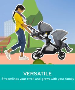 Evenflo Pivot Xpand Modular Travel System with SafeMax Infant Car Seat Percheron Gray 30 71yNpoIvjAL