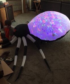 Alternative view of Gemmy Halloween Airblown Inflatable Spider, Kaleidoscope Lightshow Spider is 8 Feet Wide, Features Black and White Legs and MultiColor Kaleidoscope Lightshow Body