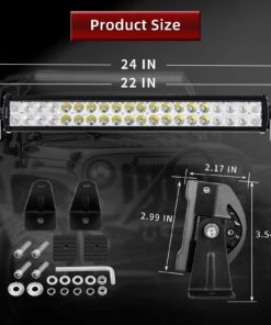 YITAMOTOR LED Light Bar 2pcs 24 inches Light Bar Spot Flood Combo Off Road Driving Lights with 2pcs Wiring Harness Compatible for Jeep, Pickup, ATV, Truck, 4x4, 4WD, Trailer, UTV, Boat, 120W LED Bar 2pcs 24in light bar+wiring harness 11 71yOqD 26uL