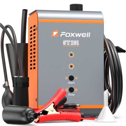 FOXWELL ST201 Automotive Smoke Machine Built-in Air Compressor, EVAP Vacuum Exhaust Engine System Pipe Diagnostic Tester, High Pressure Smoke Leak Detector for Car Motorcycle Truck