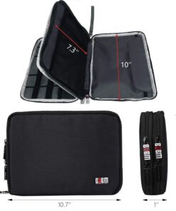 BUBM Double Layer Electronics Organizer/Travel Gadget Bag For Cables,Memory Cards,Flash Hard Drive and More,Fit For iPad Or Tablet(Up To 9.7")--Large, Black Large,2-layer 26 71yQ2LNlfWL