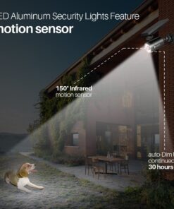 DrawGreen Solar Motion Sensor Light Outdoor of 2, 1400-Lumen 9-Watt(110W Equ.) LED Spotlight, Aluminum Solar Flood Security Emergency Lights for Driveway Patio Garden, 100-Week 100% Free Replacement Black 16 71yQeG5UARL