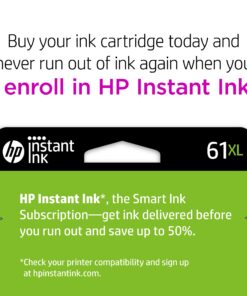 HP 61XL Black High-yield Ink | Works with DeskJet 1000, 1010, 1050, 1510, 2050, 2510, 2540, 3000, 3050, 3510; ENVY 4500, 5530; OfficeJet 2620, 4630 Series | Eligible for Instant Ink | CH563WN 10 71yQj0uSfFL