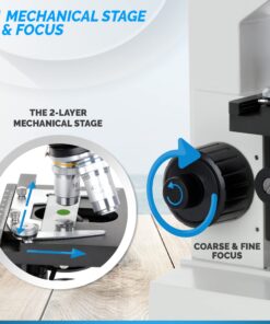 OMAX 40X-2000X LED Binocular Compound Lab Microscope w/ Double Layer Mechanical Stage + Blank Slides, Cover Slips, & Lens Cleaning Paper, M82ES-SC100-LP100 47 71yT17htmL 1