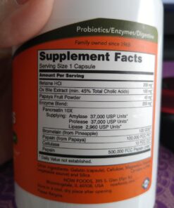 NOW Supplements, Super Enzymes, Formulated with Bromelain, Ox Bile, Pancreatin and Papain,180 Capsules 180 Count (Pack of 1) 37 71yTf h tnL