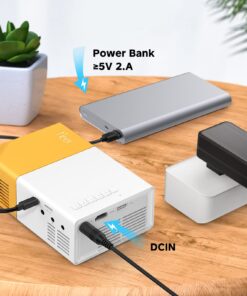 Meer Mini Projector,Portable Movie Projector,Smart Home Projector,Neat Projector for iOS,Android,Windows,PS5,Laptop,TV-Stick,Compatible with HDMI,USB,Audio,TF Card,AV and Remote Control YG300 34 71yTuR8RtmL