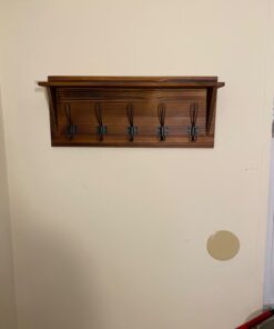 Rustic Wall Mounted Coat Rack Shelf - Brown Wooden Country Style 24" Entryway Shelf with 5 Rustic Hooks - Solid Pine Wood. Perfect touch for your Entryway, Mudroom, Kitchen, Bathroom and More (Brown) 1- Rustic Brown 36 71yURrWbXL