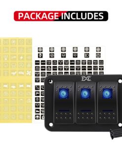 FXC Rocker Switch Aluminum Panel 3 Gang Toggle Switches Dash 5 Pin ON/Off 2 LED Backlit for Boat Car Marine Blue 17 71yVAmVR8vL