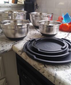 Bellemain Stainless Steel Non-Slip Mixing Bowls with Lids (4-Piece Set) 4 Piece Silver /Black 48 71yVladeFmL