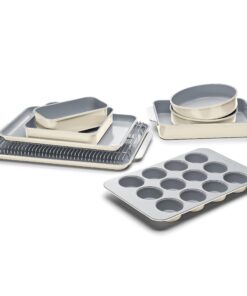 Alternative view of Caraway Nonstick Ceramic Bakeware Set (11 Pieces) - Baking Sheets, Assorted Baking Pans, Cooling Rack, & Storage - Aluminized Steel Body - Non Toxic, PTFE & PFOA Free - Cream 11 Pieces