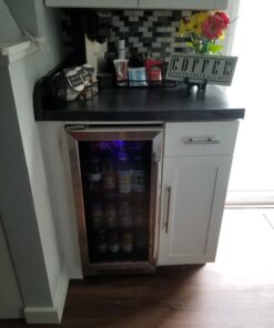 Beverage Refrigerator, Phiestina15 inch 96 Cans Built-in or Freestanding Beverage Cooler Mini Fridge with Auto Defrost,Glass Door & 6 Removable Shelves for Home Bar Office 22.4"D x 14.9"W x 33.9"H Stainless Steel 33 71yWrtvWzL