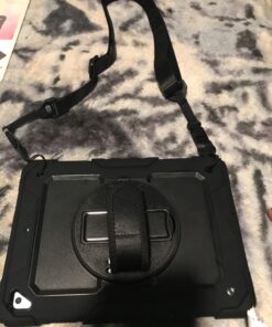 Timecity iPad 6th/5th Generation Case, iPad 9.7 inch Case 2018/2017 with Screen Protector, 360 Rotating Stand/Hand Strap, Full-Body Protective Case for iPad 6th/5th Gen/Air 2/ Pro 9.7''-Black Black+ Black 47 71yX8PZcW7L