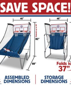 Pop-A-Shot - Home Dual Shot | Arcade Basketball Fun at Home | Infrared Sensor Scoring | 16 Game Modes | 7 Balls | Foldable Storage | for All Players Blue and White 29 71yXcIKqHEL