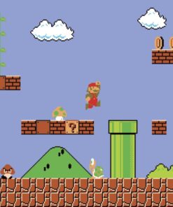 RoomMates JL1331M Super Mario Retro Spray and Stick Removable Wall Mural - 10.5 ft. x 6 ft. 17 71yY13vYA2L