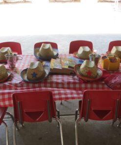 Red Gingham Plastic Tablecloth Roll With Cutter, 100' x 52" - Heavy Duty Party Table Cloth In Self Cutting Box - For Picnics, BBQs, and Birthday Parties - By Clearly Elegant Gingham Red 45 71yYuuPVBL