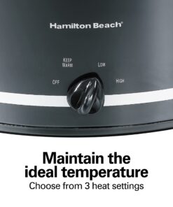 Hamilton Beach Slow Cooker with 3 Cooking Settings, Dishwasher-Safe Stoneware Crock & Glass, 8-Quart Built-In Lid Rest, Black 8-Quart; Built-In Lid Rest 14 71yZre3L4QL