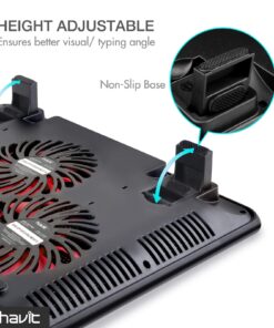 Havit HV-F2056 15.6-17 Inch Laptop Cooler Cooling Pad - Slim Portable USB Powered (3 Fans) (Black+Red) Black+Red 32 71yaQLRD9vL