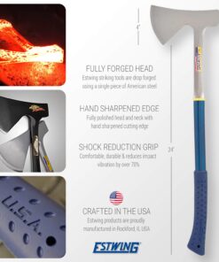 ESTWING Camper's Axe - 26" Wood Splitting Tool with All Steel Construction & Shock Reduction Grip - E45A 26" Blue 34 71ydmntqbL