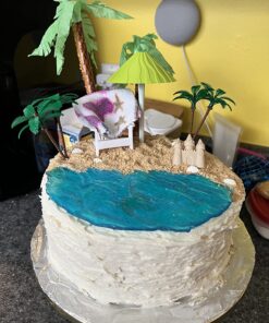 DecoSet® Beach Chair and Umbrella Tropical Beach Cake Decoration, 6 Piece Cake Topper Set, Palm Trees, Deck Chair, Beach Umbrella, Sand Castle and Bucket, Food Safe, Beach Chair & Umbrella DecoSet 27 71ydp8ZYJZL