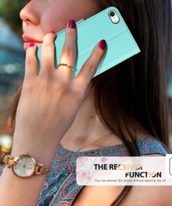 FYY Leather Case with Mirror for iPhone SE Case 2022 (3rd Gen)/iPhone SE Case 2020 (2nd Gen)/iPhone 7 Case/iPhone 8 Case 4.7",Wallet Flip Folio Phone Case with Mirror and Wrist Strap-Mint Green A-Mint Green 14 71yduMvCkrL 1
