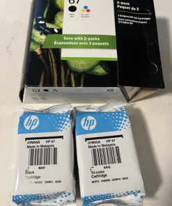 HP 67 Black/Tri-color Ink Cartridges (2 Count - Pack of 1) | Works with HP DeskJet 1255, 2700, 4100 Series, HP ENVY 6000, 6400 Series | Eligible for Instant Ink | 3YP29AN 29 71yeKiMh9NL