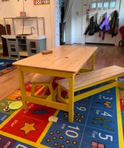 Amazon Basics Indoor Kids Table and Bench Set, Natural 49 71yebB g6DL