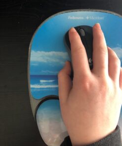 Fellowes Photo Gel Mouse Pad and Wrist Rest with Microban Protection, Sandy Beach (9179301), Blue, 9.25" x 7.88" 33 71yedUJV7qL