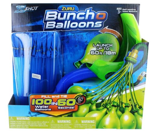 Bunch O Balloons 1 Launcher + 3 Pack Water Balloons by ZURU, Rapid-Filling Self-Sealing Balloons, For Outdoor, Family, Friends, Children Summer Fun, 100 Balloons + 1 Balloon Launcher 1 Launcher + 3 Bunches