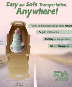 SpecialT | Disposable Cake Carrier Tall Cake Caddy 2 or 3 Layer Cake Carrier - 12 Inch Tall 10x10 Cake Box 10-Pack 10 71yezZaVPBL