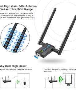 Wireless USB WiFi Adapter for PC: CXFTEOXK 1300Mbps WiFi USB, 802.11AC WiFi Adapter for Desktop PC, Dual Band WiFi Dongle Wireless Adapter for Windows11/10/8/7/Vista/XP, USB Computer Network Adapters 20 71yfRqj5xbS