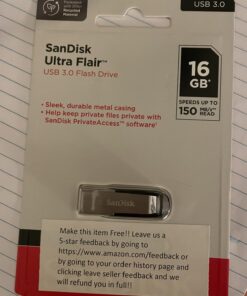 SanDisk 16GB Ultra Flair USB 3.0 Flash Drive - SDCZ73-016G-G46, black 29 71ygESv28kL