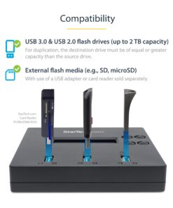 StarTech.com Standalone 1 to 2 USB Flash Drive Duplicator / Cloner / Eraser, Multiple USB Thumb Drive Copier / Sanitizer, System File / Sector-by-Sector Copy, 1.5 GB/min, 3-Pass Erase, LCD (USBDUP12) "1:2" 9 71ygHhV7qdL