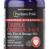 Puritan's Pride Triple Omega 3-6-9 Fish, Flax and Borage, supports healthy joints Yellow 240 Count (Pack of 1) 24 71ygHkhib7L