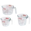 Pyrex 3 Piece Glass Measuring Cup Set, Includes 1-Cup, 2-Cup, and 4-Cup Tempered Glass Liquid Measuring Cups, Dishwasher, Freezer, Microwave, and Preheated Oven Safe, Essential Kitchen Tools 60 71ygLu2o0OL