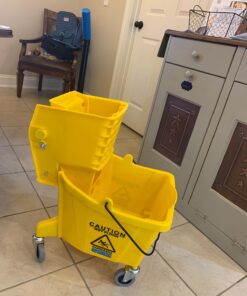 Carlisle FoodService Products Mop Bucket with Side-Press Wringer for Floor Cleaning, Restaurants, Offices, And Janitorial Use, Polyproylene, 26 Quarts, Yellow 44 71ygbbF XL