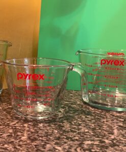 Pyrex 3 Piece Glass Measuring Cup Set, Includes 1-Cup, 2-Cup, and 4-Cup Tempered Glass Liquid Measuring Cups, Dishwasher, Freezer, Microwave, and Preheated Oven Safe, Essential Kitchen Tools 26 71ygkFTadL