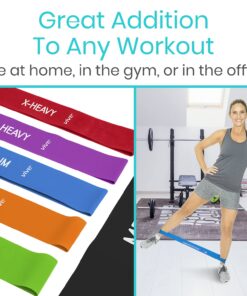 Vive Loop Bands (6 Pack) - Multi Resistance Straight Elastic Set - Stretch Kit for Men, Women, Toning Hip, Butt, Arm, Leg, Booty, Physical Therapy Yoga, Pilates Strength Training - Gym, Home Workout 16 71yhRrZUUAS