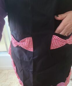 Hyzrz Women's Apron with Pockets, Black and Red Multicolor 28 71yhbe30xEL