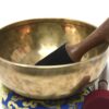 8" Large Hand-hammered Tibetan Singing Bowl for Meditation, Healing, Mindfulness, Relaxation ~ Antique Finished Bowl, Wooden Mallet, drum-stick, Silk Made Cushion 12 71yj6doWY8L
