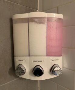 Better Living Products, White 76354 Euro Series TRIO 3-Chamber Soap and Shower Dispenser 33 71yjX2AV0cL