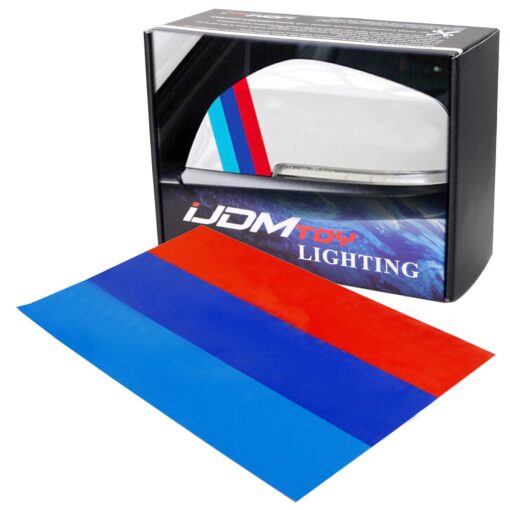 iJDMTOY 10-Inch M-Colored Stripe Decal Sticker Compatible with BMW Exterior or Interior Decoration Such As Grille Fender Hood Side Skirt Bumper Side Mirror Dashboard, etc