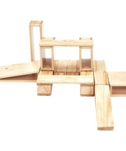 Alternative view of Amazon Basics Over-Sized Hollow Wooden Building Block Set for Kids, Natural, 20-Piece, Brown